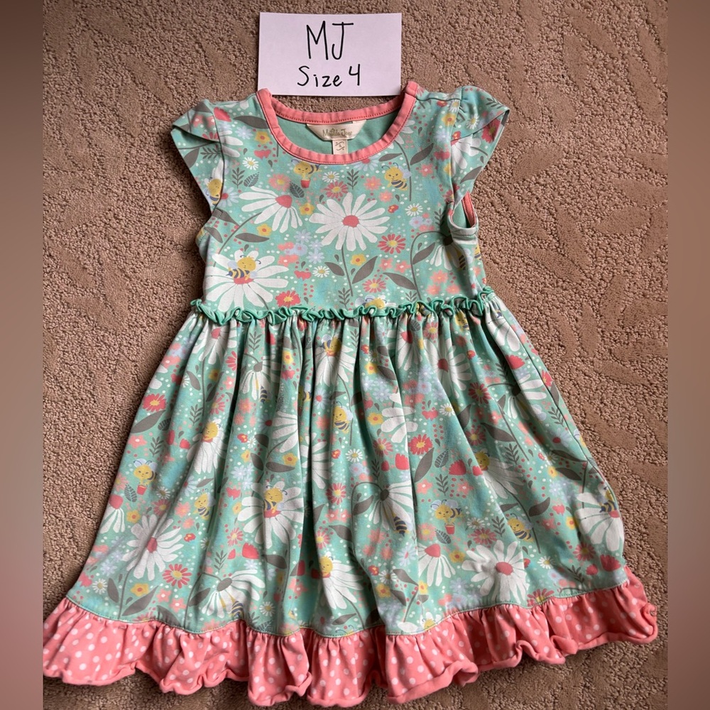 Matilda Jane Girls' Floral Mint and Pink Dress - Size 4